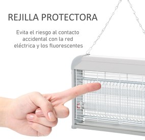 Outsunny Lâmpada Anti-mosquito Elétrica com Luz Ultravioleta 20W com 2