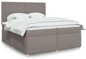 vidaXL Cama com molas/colchão 200x200 cm tecido castanho-acinzentado