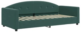 Sofá-cama com gavetão 90x200 cm veludo verde-escuro