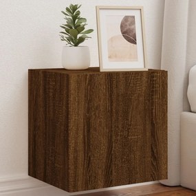 vidaXL Móvel parede p/ TV c/ luzes LED 40,5x35x40 cm carvalho castanho