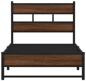 Estrutura de cama sem colchão 80x200 cm metal carvalho castanho