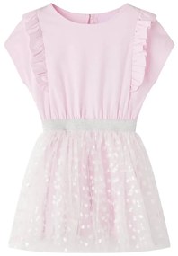 Vestido de criança com folhos rosa-claro 104