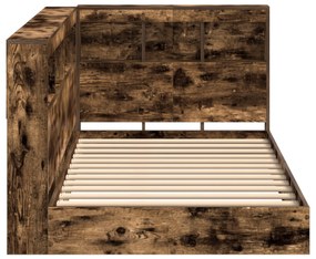 Cama com Estante Carvalho Enfumaçado 90x200 cm Madeira Engenharia