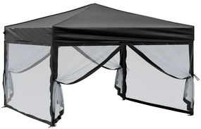 Tenda para festas dobrável com paredes laterais 3x3 m preto