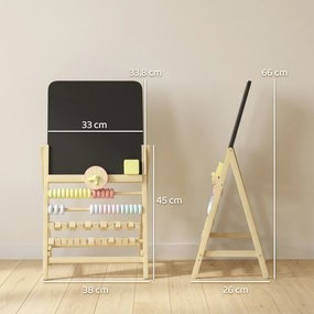 Cavalete Infantil em Madeira com Quadro de Dupla Face, Relógio, Ábaco e Apagador, a partir de 2 Anos, Natural