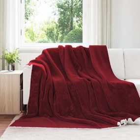 vidaXL Cobertor Vermelho Bordeaux 220 x 240 cm Lã