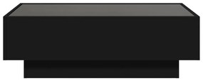 Mesa de centro c/ LEDs 90x50x30 cm derivados de madeira preto