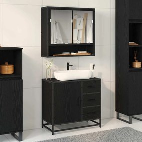 vidaXL Conjunto de Móveis para Banheiro com porta 2 pcs Carvalho preto
