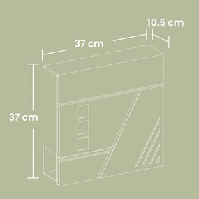 Caixa de correio de parede com janela de visualização 37 x 10,5 x 37 cm Prateado + Antracite