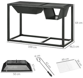 Outsunny Braseiro 4 em 1 de Aço Galvanizado para Jardim Barbecue a Len