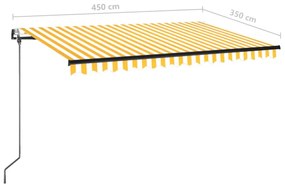 Toldo automático LED e sensor de vento 450x350cm amarelo/branco