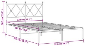 Estrutura de cama com cabeceira 120x200 cm metal preto