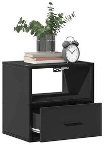 Mesa de cabeceira de parede 40x31x39,5 cm preto