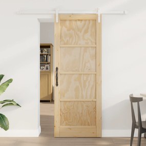 Porta Deslizante vidaXL com Conjunto de Hardware 78x202 cm Madeira Sólida de Pinho