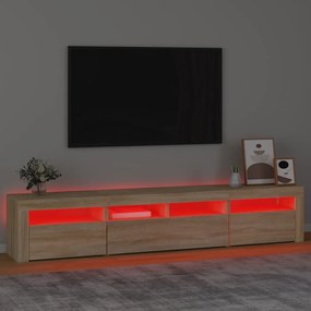 Móvel de TV com luzes LED 210x35x40 cm carvalho sonoma