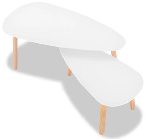 Conjunto mesas de centro 2 pcs pinho maciço branco