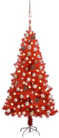 vidaXL Árvore Natal artificial pré-iluminada c/ bolas PVC vermelho
