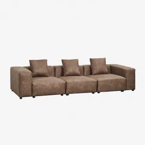 Sofá Modular De 3 Peças (↔︎315 Cm) Com Apoio De Braço Alto Bruna Camurça Café Castanho - Sklum