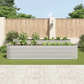 Canteiro elevado de jardim aço galvanizado 400x80x81cm prateado