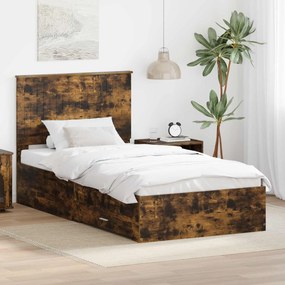 vidaXL Estrutura da Cama com cabeceira Carvalho Defumado 100 x 200 cm