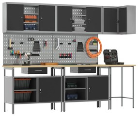 Conjunto de mesa para guardar ferramentas de 10 peças vidaXL em madeir