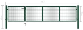 Portão de jardim 350x75 cm aço verde