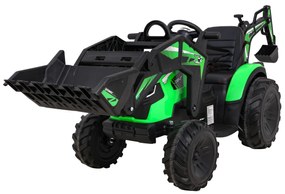 Trator elétrico para Crianças 12V 4x4 720-T Com Reboque Rodas EVA, Assento de couro Verde