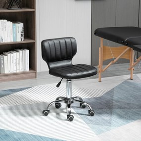 Banco de trabalho giratório a 360° - altura do assento ajustável entre 47 e 62 cm - revestimento sintético acolchoado preto com acabamento cromado