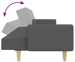 Sofá-cama de 2 lugares c/ apoio de pés tecido cinzento-escuro