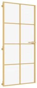 Porta interior 93x201,5 cm vidro temperado e alumínio dourado