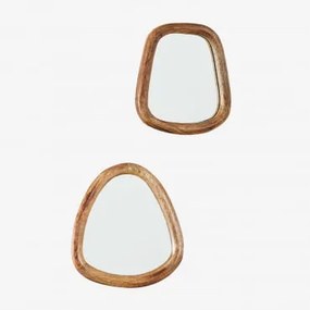 Conjunto De 2 Espelhos De Parede Em Madeira De Mangueira Gabael Design B - Sklum