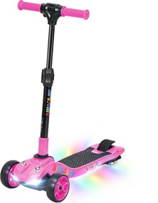AIYAPLAY Trotinete elétrica para crianças 6+ anos, dobrável 3 rodas partida zero, velocidade máxima 8 km/h 64 x 29 x 83 cm rosa | Aosom Portugal