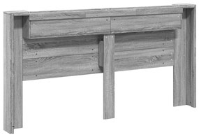 Armário de cabeceira c/ luzes LED 200x16,5x103,5cm cinza sonoma