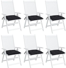 Almofadões para cadeira 6 pcs 40x40x7 cm tecido xadrez preto