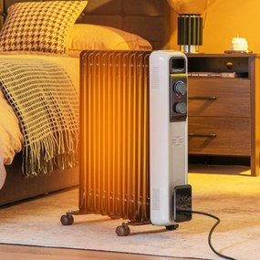 Radiador a Óleo 2500W Aquecedor Eléctrico 3 Definições de Calor Termóstato Portátil Silencioso Termóstato Portátil para Casa Escritorio