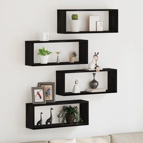 Conjunto de Prateleiras vidaXL de 4 - Carvalho Preto - 60x15x23 cm - F