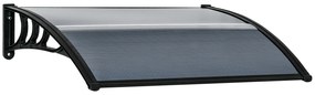 Outsunny Marquise para Portas e Janelas 100x75x23 cm Marquise de Proteção contra Sol e Chuva com Cobertura de Policarbonato Preto