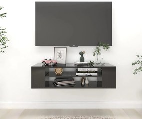 vidaXL Armário TV suspenso derivados de madeira preto brilhante