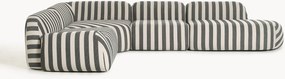 Sofá de canto modular XL às riscas com chaise longue Wolke (4 lugares)