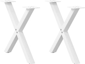 vidaXL Pés para mesa de centro em formato de X, 2 peças, branco, 60x (42-43) cm, aço