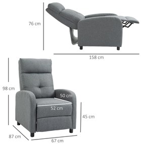 HOMCOM Poltrona Relax Reclinável até 155° Poltrona Reclinável Manual E