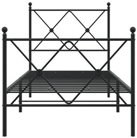 Estrutura de cama com cabeceira e pés 80x200 cm metal preto