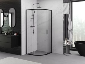 Mexen Exo cabine de duche semicircular deslizante 90 x 90 cm, transparente, preta - 8132-090-090-70-00