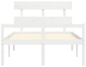 Estrutura de cama com cabeceira 140x190cm madeira maciça branco