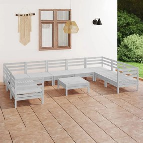 vidaXL 10 pcs conjunto lounge de jardim pinho maciço branco