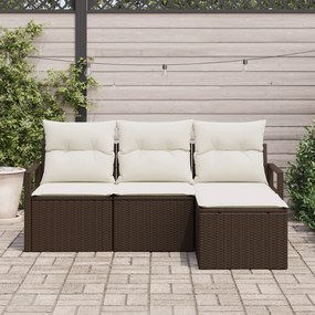 Conjunto de Sofá de Jardim vidaXL de 4 Peças com Almofadas Marrom de V