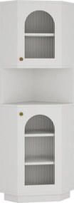 Armário de canto para casa de banho com barra de luz, Branco | AOSOM Portugal