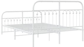Estrutura de cama com cabeceira e pés 140x190 cm metal branco