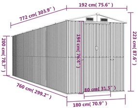 Abrigo de jardim 192x772x223 cm aço galvanizado castanho