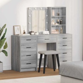 vidaXL Mesa de vestir com gaveta 3 pcs Cinzeto 40 x 41 x 135 cm